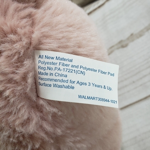 Walmart Blush Pink Bunny Rabbit Plush Stuffed Animal 11 Inch 2021 Blue Bunny Bow - Picture 7 of 9